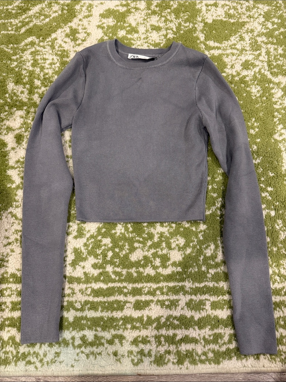 Zara Slate Gray Cropped Long-Sleeve sweater